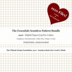 Essential Seamless Pattern Mega Bundle 1920 Files Stripe Gingham Grid Polka Dot Houndstooth