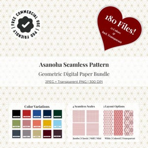 Japanese Asanoha Seamless Pattern Bundle Hemp Leaf Digital Paper Zen Geometric Textile Fabric High Res Commercial Backdrop 180 Pack