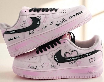 Custom pink Air Force 1 sneakers, handmade
