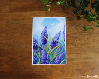 Lavender Meadows Art Print: Acrylic Flower Painting, Modern Home Decor