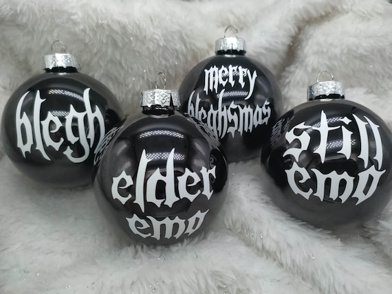 BLEGH Emo Holiday Ornament Metal Scream Black and White Christmas