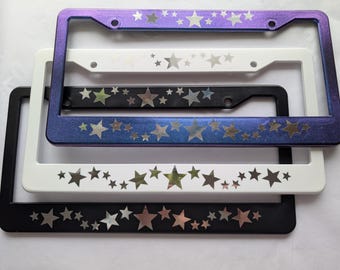 Stars License Plate Frame Celestial Color Changing Galaxy Silver Gold Car Frames