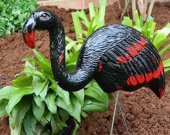 Goth Black Red Zombie Flamingo Yard Sculpture Garden Decor Blood Vampire Summer