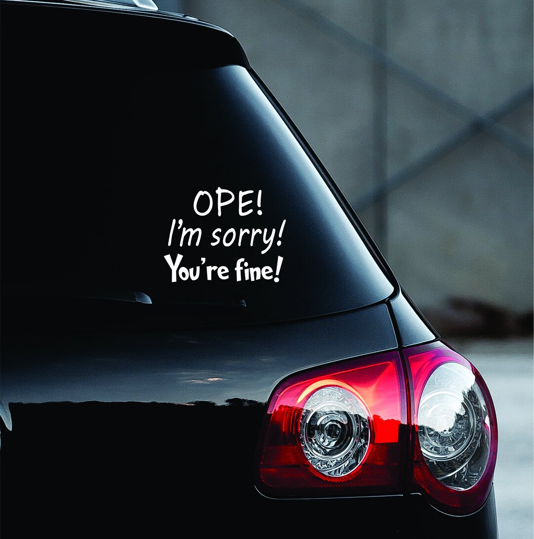 OPE Im Sorry Youre Fine Midwest Westerner Slang Car Decal Funny Window Bumper Sticker Laptop
