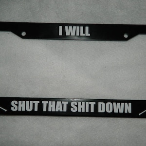 Negan License Plate Frame I Will Shut that Shit Down Car Decoration Lucille Barbed Wire Bat Zombie Hunter