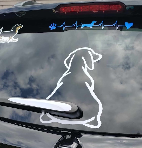 Dachshund Window Wagger Back Window Wiper Car Decal Large Doxie Wagging  Tail 