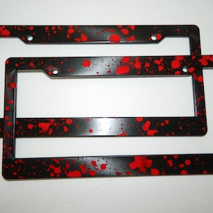 Blood Splattered Black Plastic License Plate Frames Car Truck Zombie Response Vehicle Vampire Horror Werewolf Goth Gothic Bat