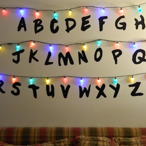 Stranger Alphabet Wall LED Christmas Lights Letters Vinyl Removable Decals Life Size Halloween Decoration