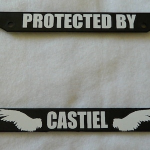Castiel License Plate Frame Supernatural Custom Car Decor SPN Protected by Castiel Supernatural Truck Frames
