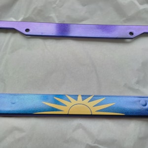 Sunrise Sun License Plate Frame Color Changing Purple Blue Galaxy Gold Car Sunshine
