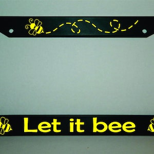 Let It Bee License Plate Frame Car Auto Decals Decor Honeybee Yellow