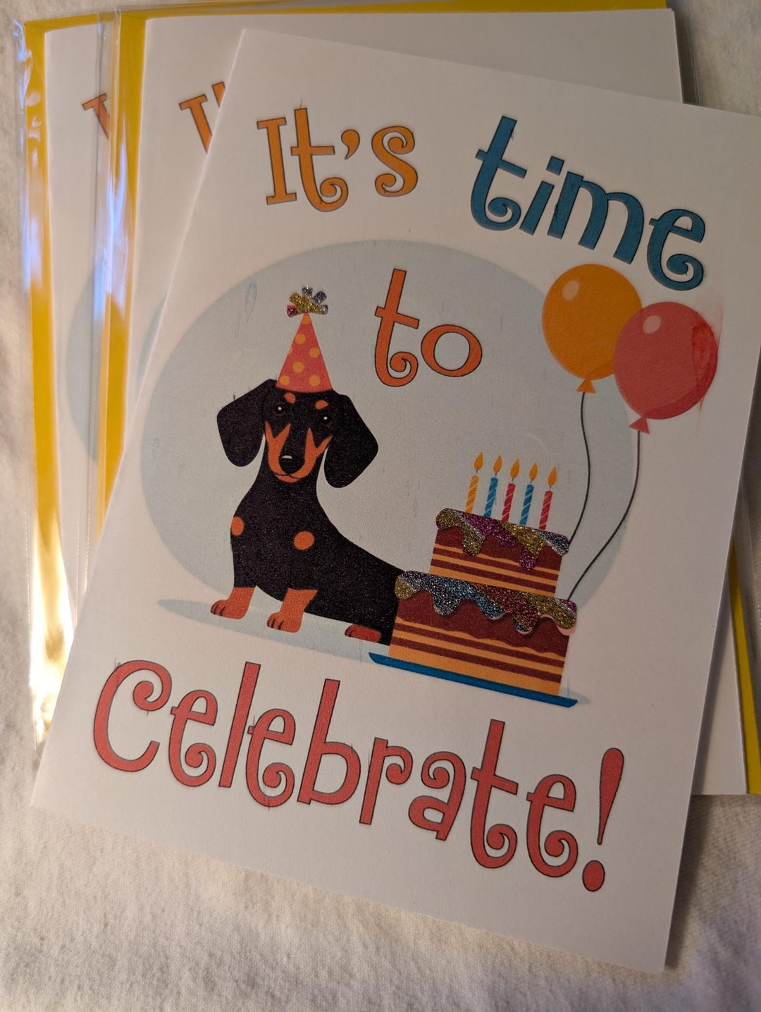Dachshund Birthday Greeting Card Time to Celebrate Happy Bday Wiener ...