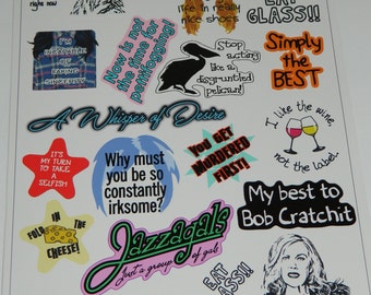 Schitthead Vinyl Stickers 2 Full Color Kiss Cut Sheets 20 Waterproof Disgruntled Pelican Fold In the Cheese