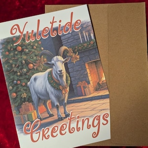 Yule Holiday Greeting Card Black Cat Triple Goddess Wicca Pagan