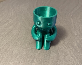 3D Printed Smiling Planter: Metallic PLA Desk Decor