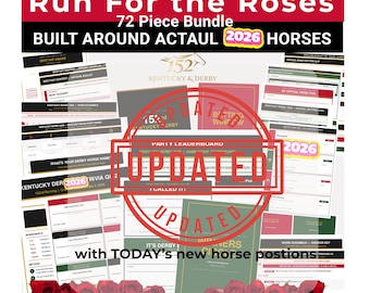 Kentucky Derby 2026 Partyspiele & Hosting Bundle | 72 Teile | Echte Pferdenamen (Digitaler Download)