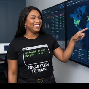 Tvinga push till huvudmeny - Rolig Git Coder-tröja - Coder Pride Streetwear - Utvecklare Grafisk T-shirt