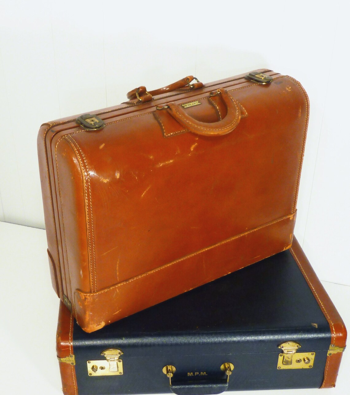 Wheary vintage brown suitcase luggage the little Colonel Etsy