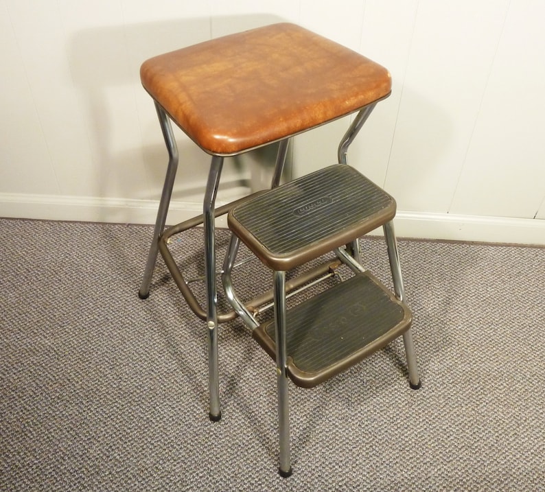 Retro 50s vintage step stool kitchen chair Cosco Etsy