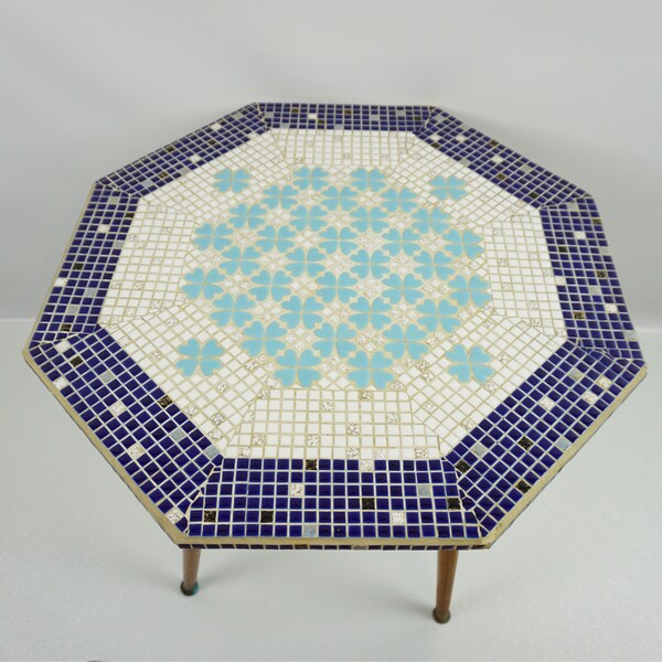 1950er Jahre Mosaik Fliesen Tisch / mid Century Mosaik Achteck Beistelltisch / Jahrgang gelegentliche Tabelle lampentisch