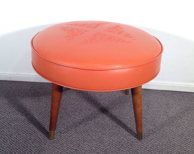 Mid Century Vintage Round Ottoman Footstool - Etsy