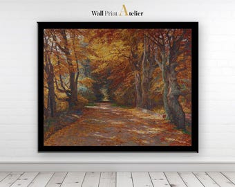 Vintage Autumn Landscape Art Print | Fall Countryside Decor (Digital Download)