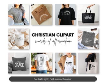 Christian Words of Affirmation Clipart Bundle | Faith SVG PNG | 20 Designs