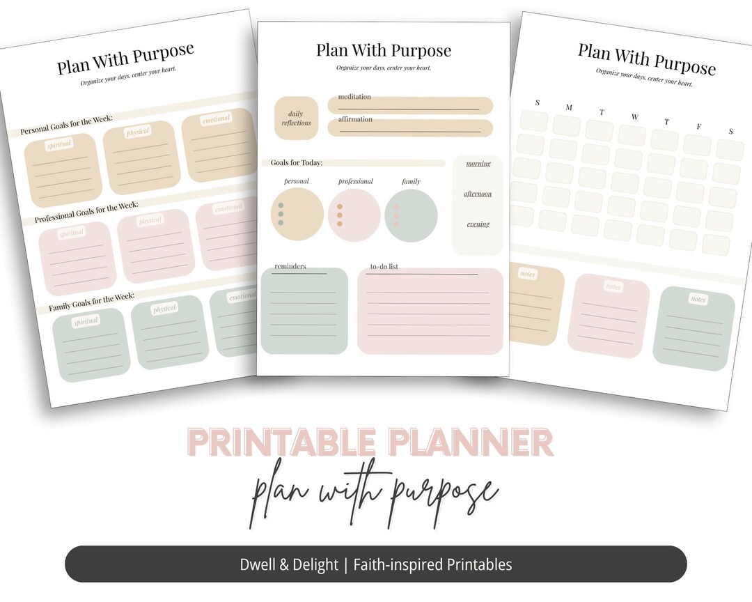 Plan With Purpose – Printable Daily & Weekly Planner - Etsy