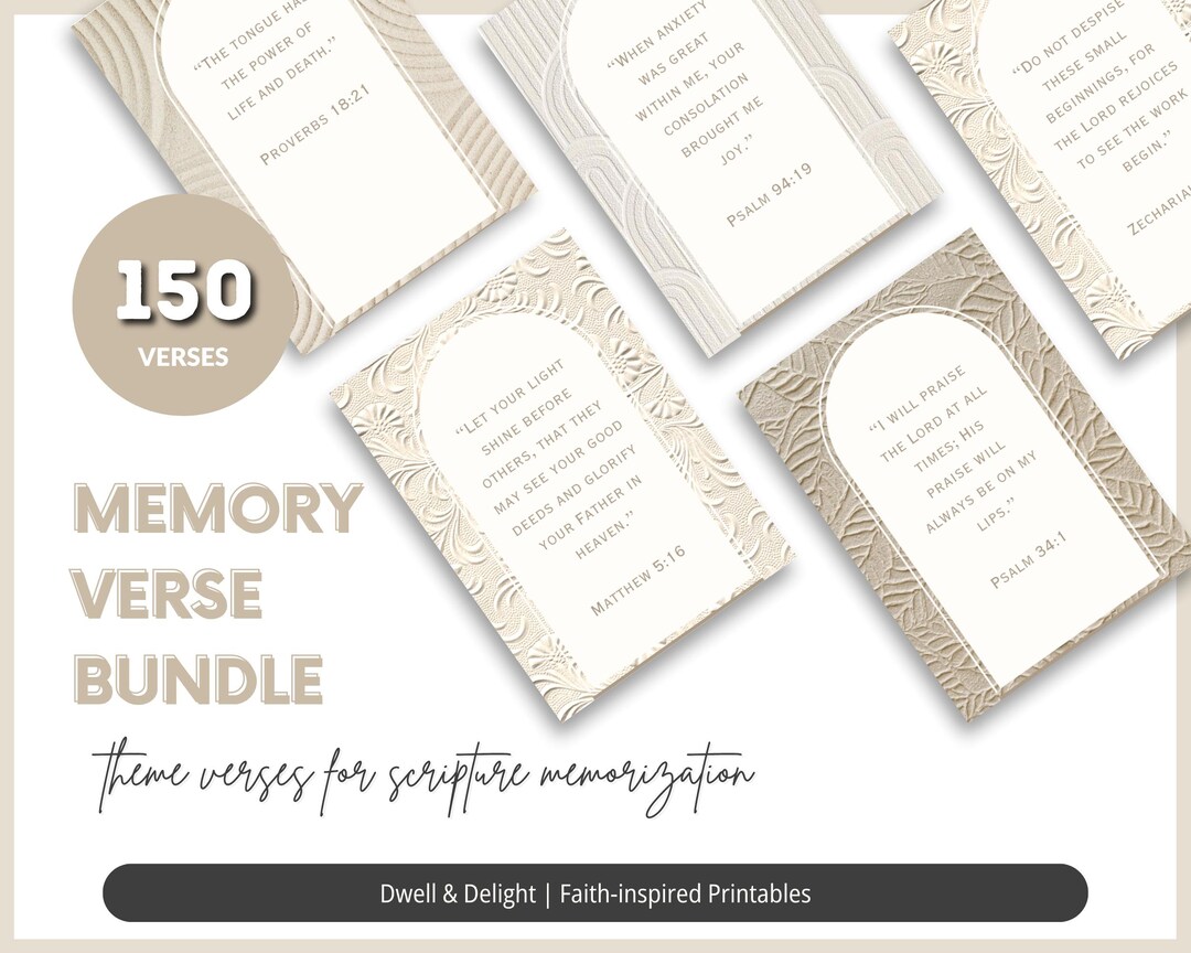 Memory Verse Bundle (printable) | 150 Themed Scripture Cards - Etsy