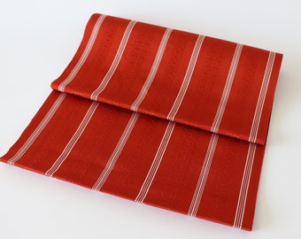 Red Striped Kimono Obi Table Runner