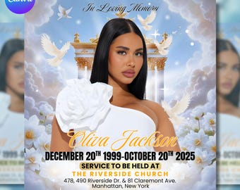 Memorial Funeral Announcement Flyer, Women Memorial Flyer, Funeral Program, Rest In Peace Flyer, Celebration of Life Flyer, Funeral flyer