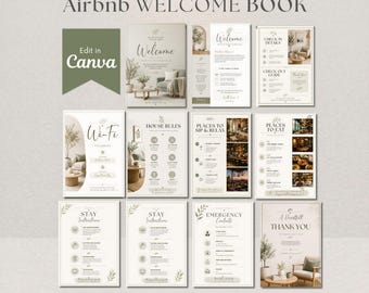 Airbnb Welcome Book Template, Editable Canva Guest Guide, Vacation Rental House Manual, Printable Host Binder, Superhost eBook, DIY in Canva