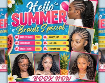 Summer Sale Bookings flyer, Summer Sale Flyer, June Booking Flyer, Summer Booking Flyer, June Books Open, Summer Hair Flyer, Canva Editable