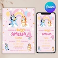 Bluey birthday invitation Bing birthday invitation editable bluey and bingo birthday invitation bluey birthday party invite, Canva Editable product logo