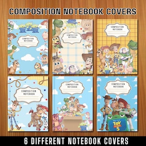 Toy Story Composition Book Cover, Kids Notebook Cover, Back to School Printable, Diy Canva Digital Download Toy Story png and Digital Papers