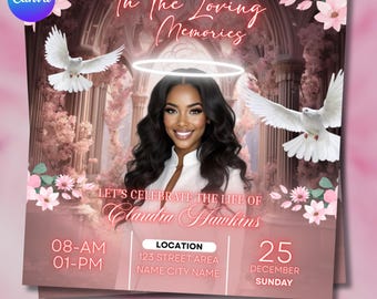 Memorial Funeral Announcement Flyer, Women Memorial Flyer, Funeral Program, Rest In Peace Flyer, Celebration of Life Flyer, Funeral flyer