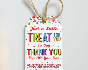 Thank You For All You Do Gift Tag Template, Printable Treat For You Appreciation Favor Tag, Editable Teacher Tag, Kid tag Instant Download