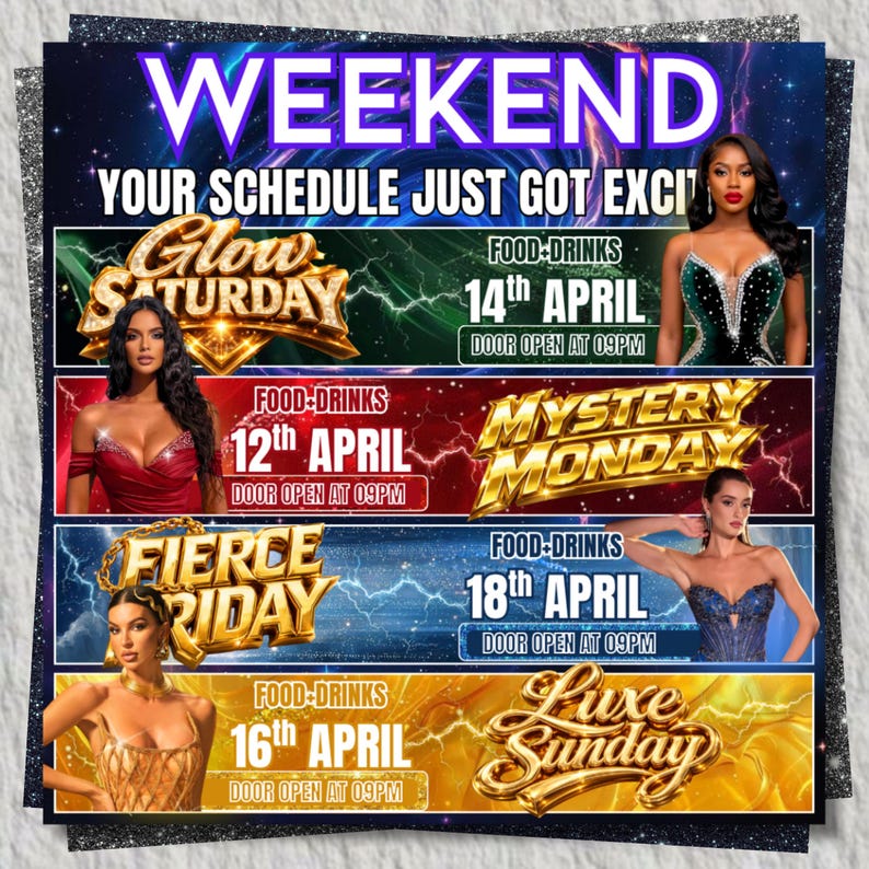 weekend lineup flyer, nightclub flyer, party flyer, new year party flyer, club promo flyer, dj event flyer, urban party flyer, spin the block, mega dj event flyer, club party flyer, nightlife flyer, bar event flyer, adult party flyer