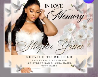 Memorial Funeral Announcement Flyer, Women Memorial Flyer, Funeral Program, Rest In Peace Flyer, Celebration of Life Flyer, Funeral flyer