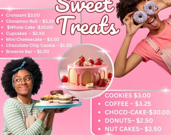 Bakery Flyer Template, Cake & Dessert Shop, Editable Canva Design ...