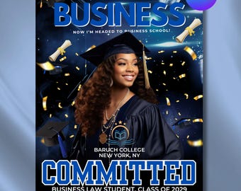 College Decision Day Flyer, Graduation, Senior 2025, Social Media College Graduation Announcement, College University Commitment, DIY Canva
