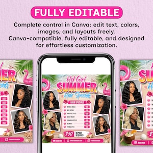 summer booking flyer Canva, braids flyer template editable, knotless braids booking flyer, beauty salon flyer Canva, summer sale beauty flyer, editable hair flyer template, beauty business marketing Canva, hairstylist promo flyer, social media beauty flyer, instant download Canva template, braids booking flyer digital download