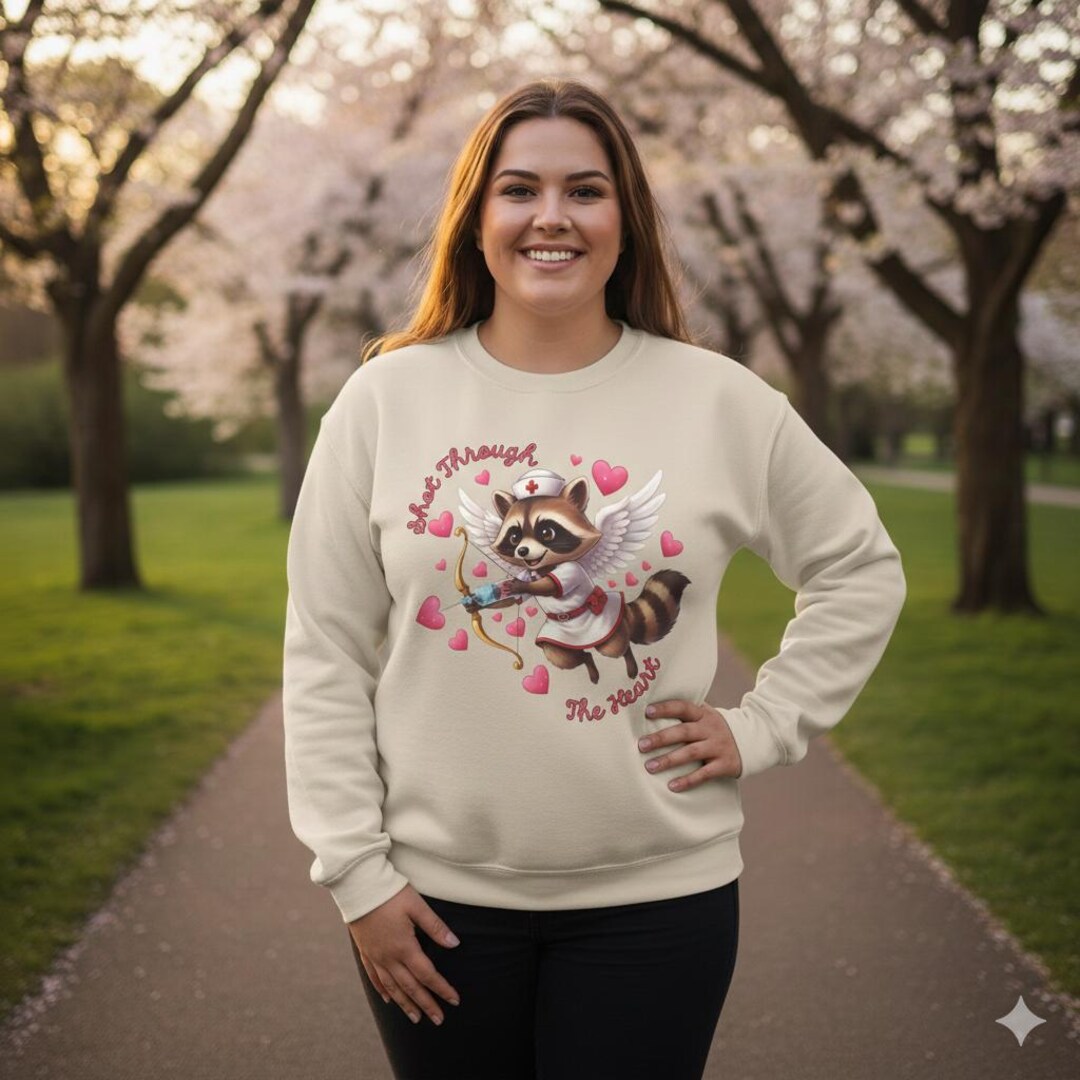 Cupid Raccoon Cupid Raccoon Flying With Hearts Sweatshirt, Personalized Name Back ...