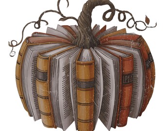 Halloween Pumpkin Book PNG: Fall Reading Sublimation Design (Digital Download)