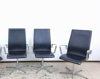 3x Fritz Hansen Oxford Chair Designersessel Echtlederstuhl  Arne Jacobsen