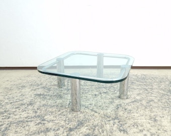 Designer Glastisch Massiv dicke Platte Chrom Couchtisch Clubtisch #0472