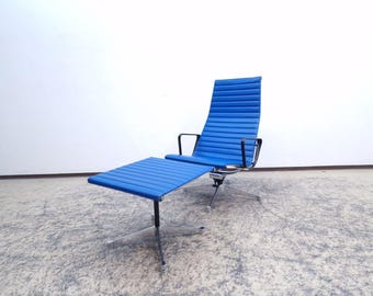 Silla de cuero de diseño Hermann Miller Ea 124 Ea 125 Vitra Eames azul n.° 1