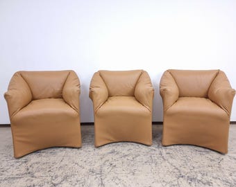 Cassina Tentazione 3er Set cognac Designersessel Echtledersessel Mario Bellini