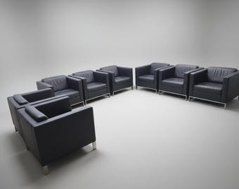 Walter Knoll Foster 500 Set 8x schwarz Designersessel Ledersessel Chair Büro