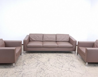 Walter Knoll Foster Echtleder Garnitur Designersofa Designersessel  Couch #0032